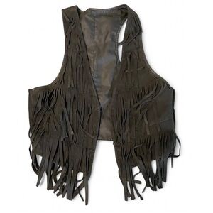 Faux Suede Black Fringed Vest